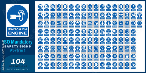 104 set ISO mandatory safety signs V117 size a4/a3/a2/a1