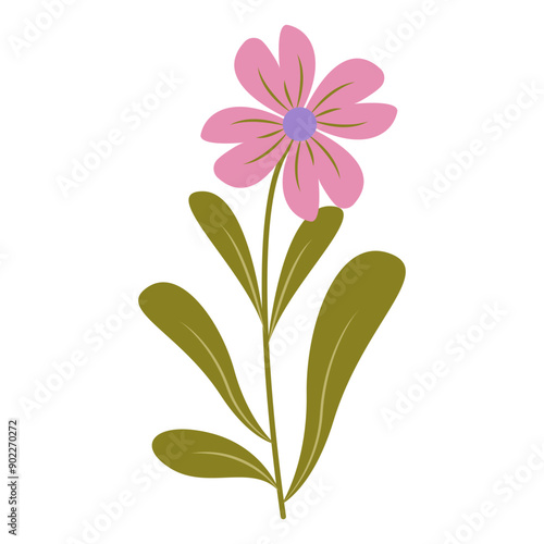 Flat Illustration of Spring Flower. Isolated on White Background. Vector Cartoon Illustration © Denu