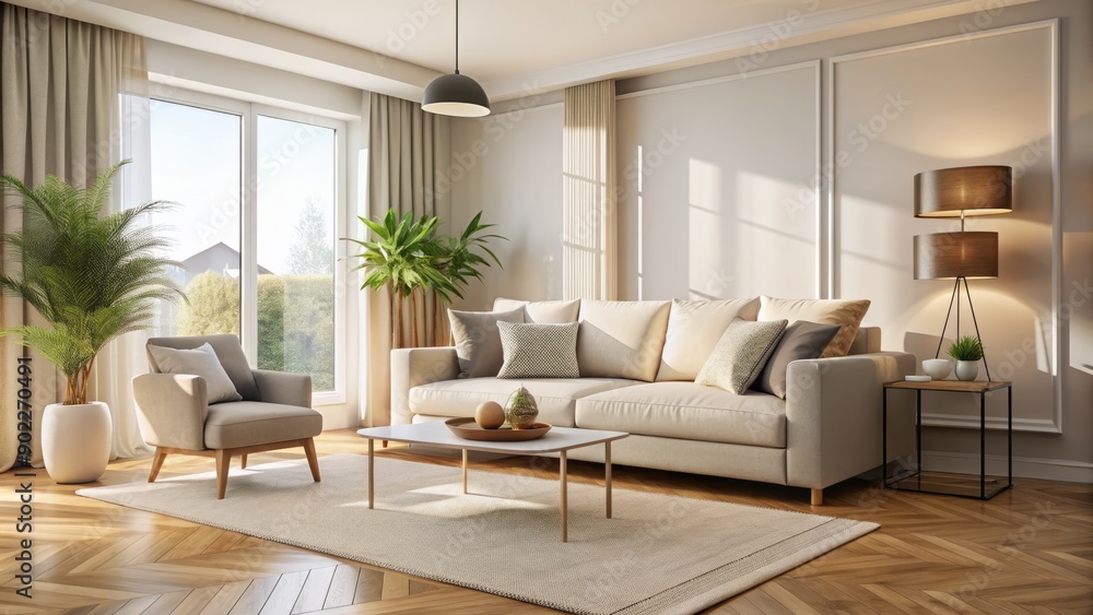 Modern Minimal clean clear contemporary living room home interior design daylight background,beige white sofa couch in living room daylight from window freshness moment mock up interior,generative ai Modern Minimal clean clear contemporary living room home interior design daylight background,beige white sofa couch in living room daylight from window freshness moment mock up interior,generative ai