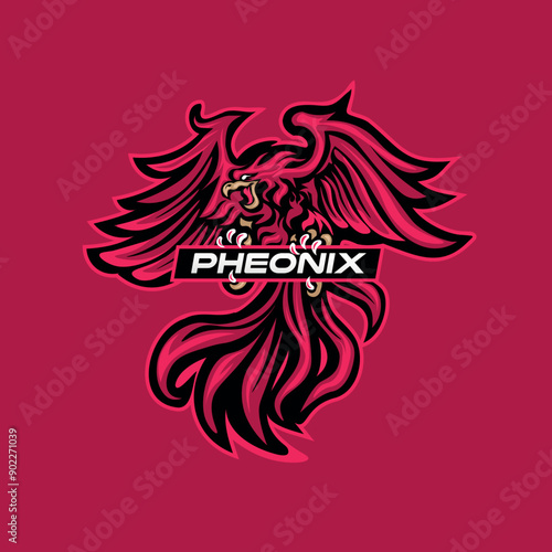 Red Pheonix Mascot perfect for esport logo design