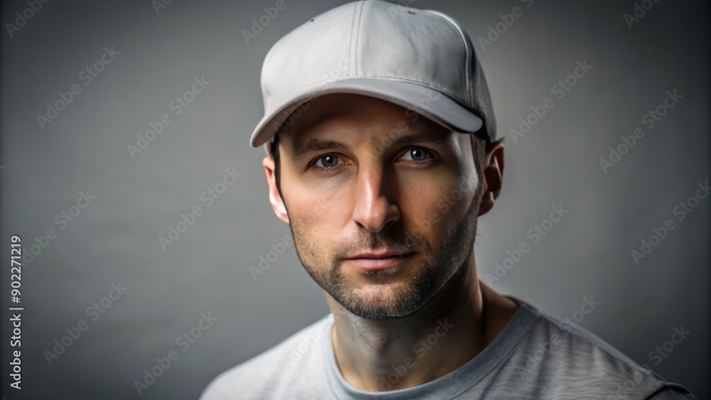 portrait of caucasian man wearing plain cap hat, mockup portrait of caucasian man wearing plain cap hat, mockup