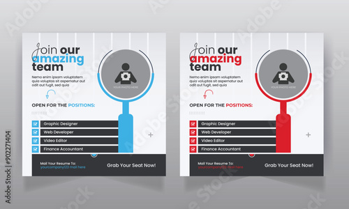 We are hiring job vacancy social media post or square web banner template