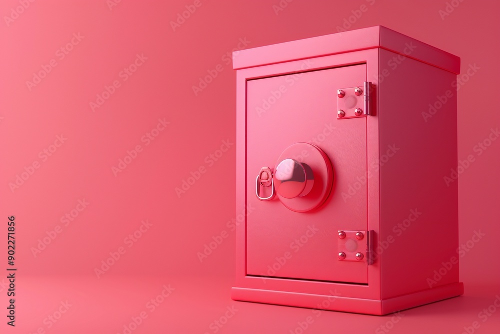 3D render of pink metal safe on monochrome background, created with ai 3D render of pink metal safe on monochrome background, created with ai