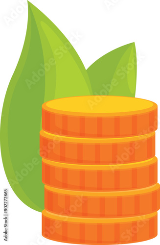 Stack of golden coins is increasing in size, symbolizing growing savings, investments, and financial success
