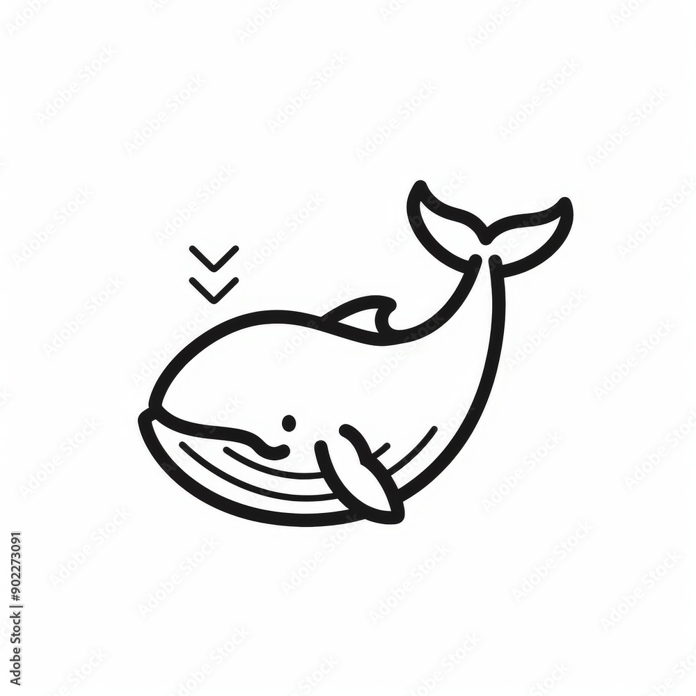 whale icon - simple black line art illustration whale icon - simple black line art illustration