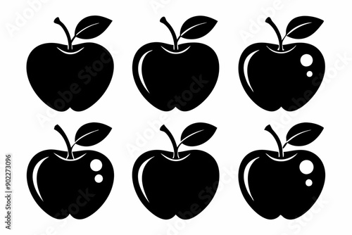 Apple vector silhouette set, apple icon set

