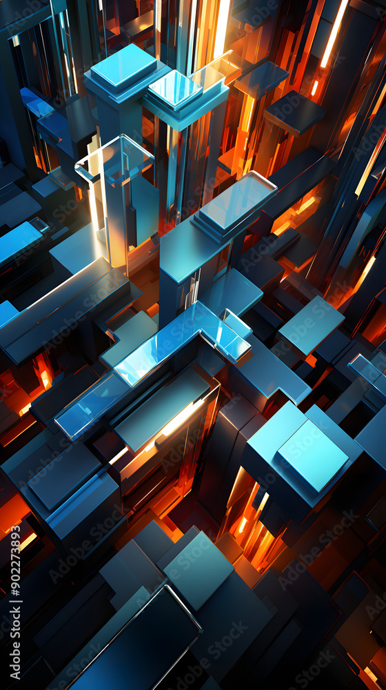 Digital Technology Bronze Gold Abstract Geometric Poster Background with generative Digital Technology Bronze Gold Abstract Geometric Poster Background with generative