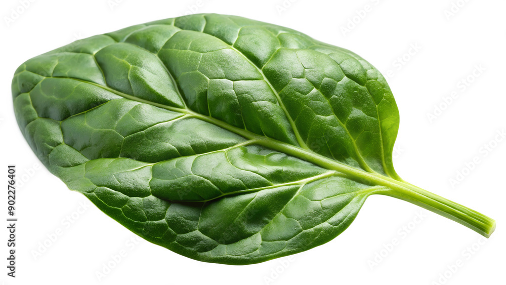 Fototapeta premium Spinach green leaf on a white or transparent background