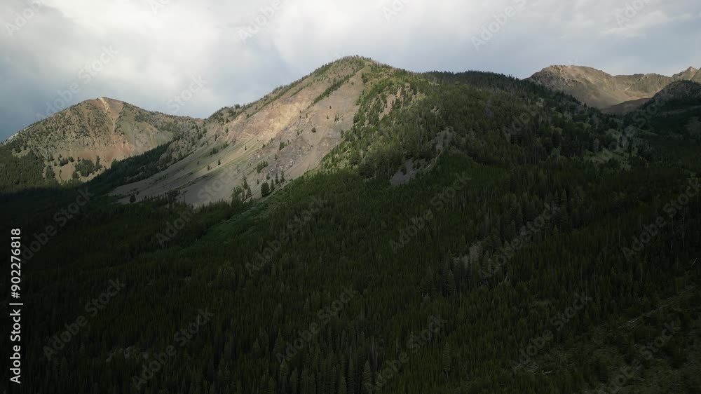 Aerial of mountains in Sawtooth national forest near Sawtooth City Idaho Aerial of mountains in Sawtooth national forest near Sawtooth City Idaho