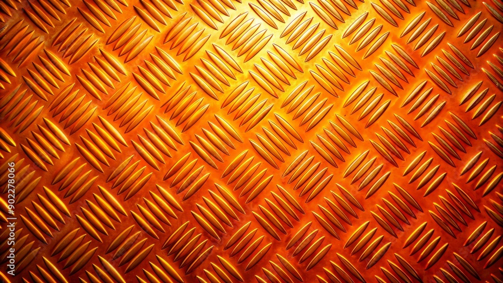 Vibrant orange diamond plate shines under soft, diffused light, highlighting textured pattern and metallic sheen, with subtle shadows and gentle gradient of warm tones. Vibrant orange diamond plate shines under soft, diffused light, highlighting textured pattern and metallic sheen, with subtle shadows and gentle gradient of warm tones.
