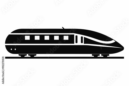 Bullet train vector silhouette, japanes bullet train icon clip art
