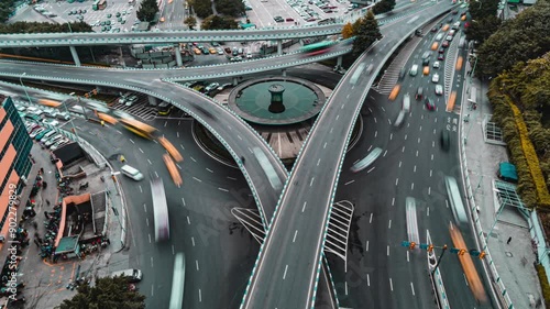 Chongqing Caiyuanba Interchange Traffic Time-lapse Material photo