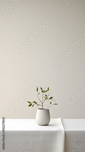 Wallpaper Mural white minimalist plant and table scene setting poster background with Generative Torontodigital.ca