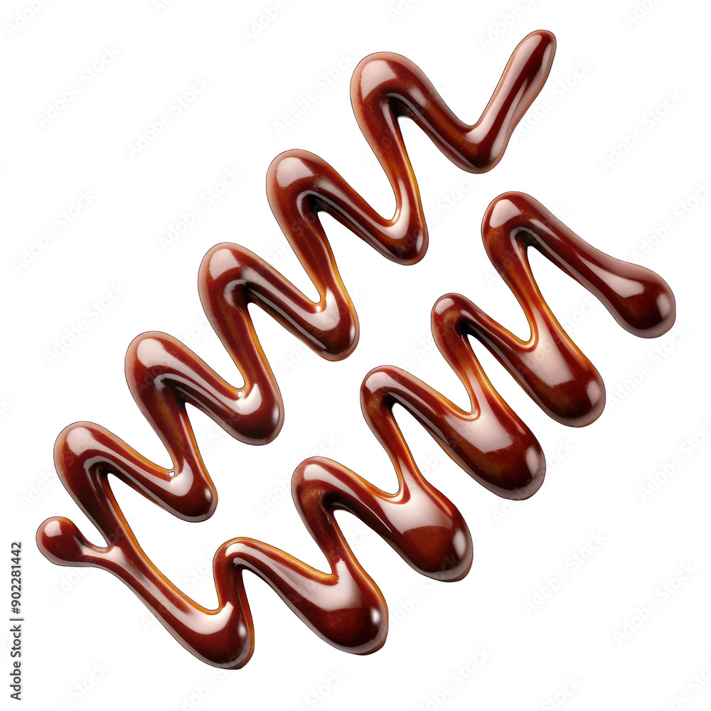 Chocolate sauce zig zag isolated on transparent background Chocolate sauce zig zag isolated on transparent background