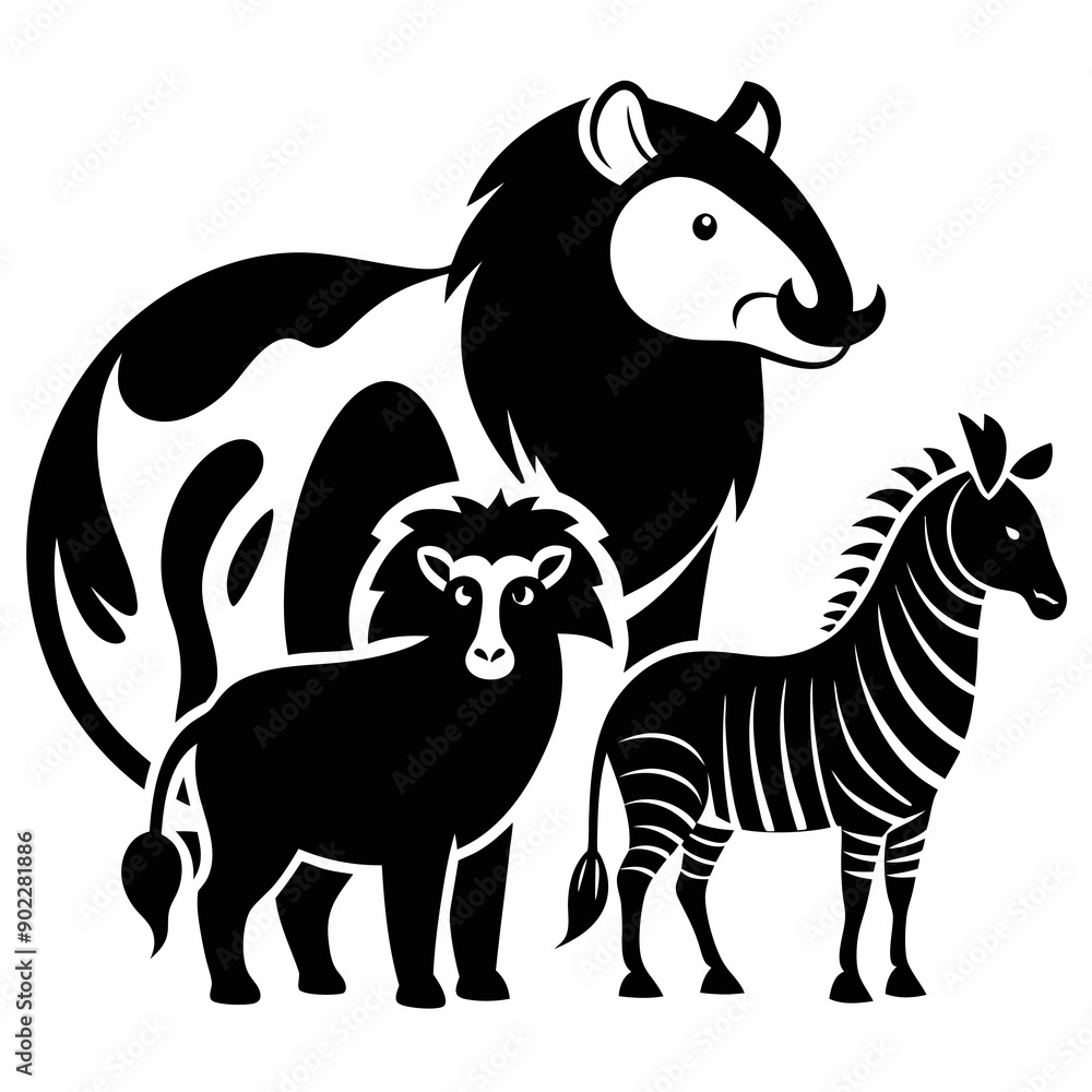Obraz premium Animals Day Silhouette Vector Illustration