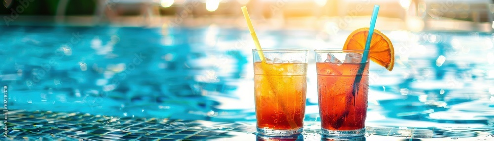 A refreshing tropical drink by the pool captures the essence of relaxation and summer vibes, perfect for an exquisite getaway. A refreshing tropical drink by the pool captures the essence of relaxation and summer vibes, perfect for an exquisite getaway.