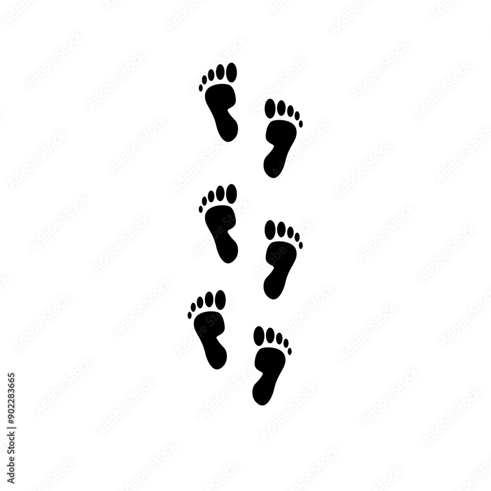 Step footprints paths, vector icon Illustration. isolated on white background Step footprints paths, vector icon Illustration. isolated on white background