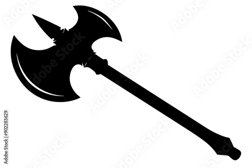 Axe silhouette vector. Firefighter simple wood axe icon vector, lumberjack symbol medieval weapon 
