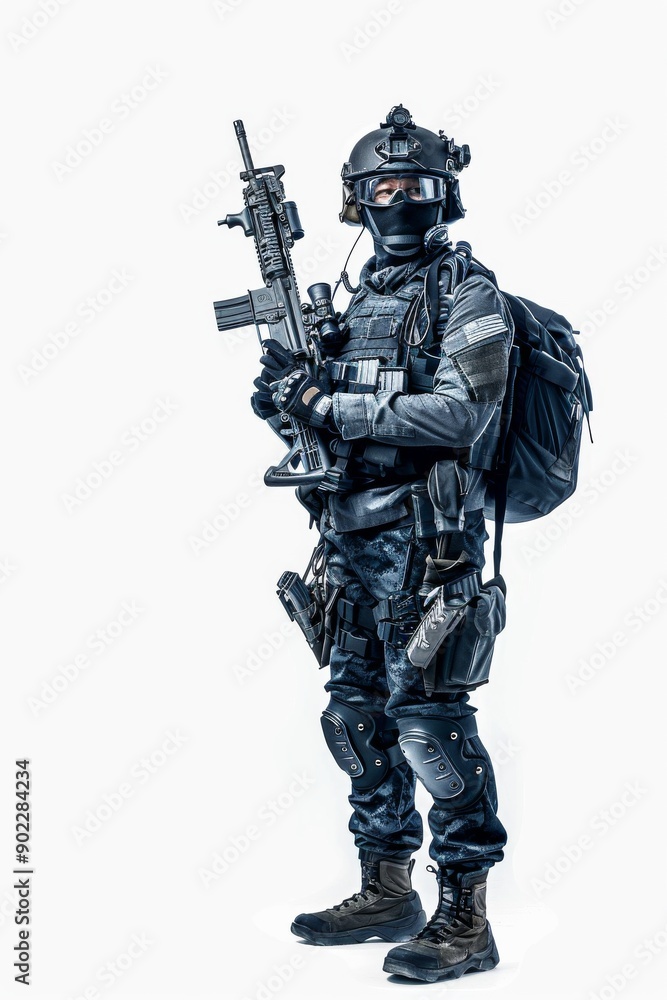 special forces soldier police, swat police witih mask and rifle standing in confidence pose special forces soldier police, swat police witih mask and rifle standing in confidence pose