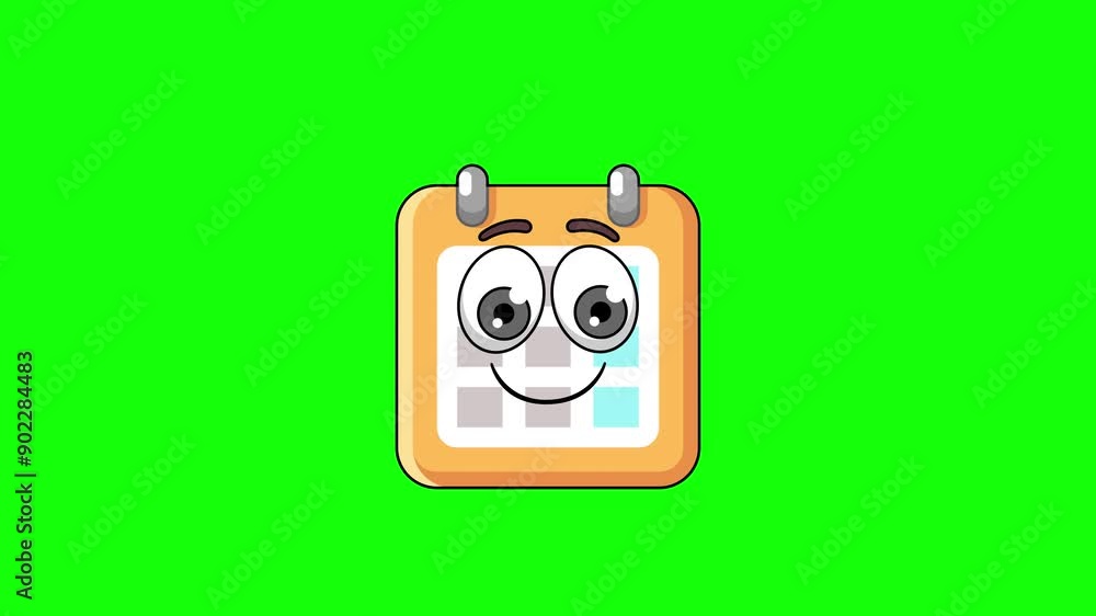 calendar emoticon emoji with a face savoring food, cartoon animation calendar emoticon emoji with a face savoring food, cartoon animation