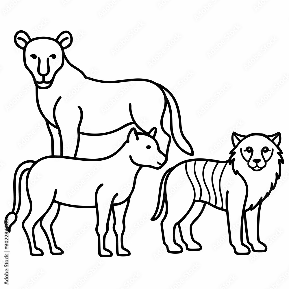 Obraz premium Animals Day Silhouette Vector Illustration