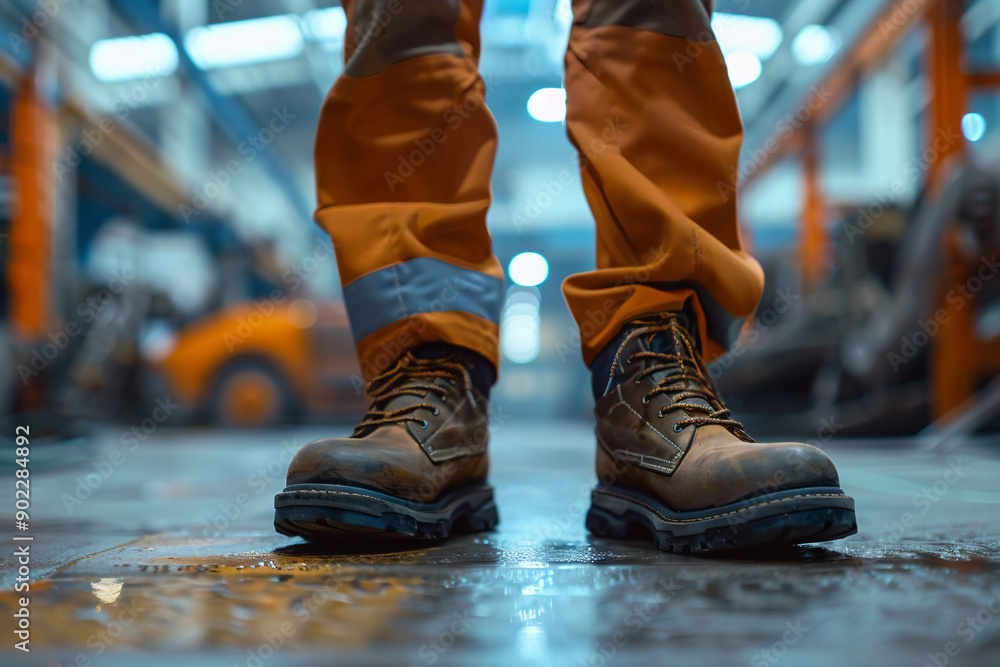 a person standing on a floor in a garage a person standing on a floor in a garage