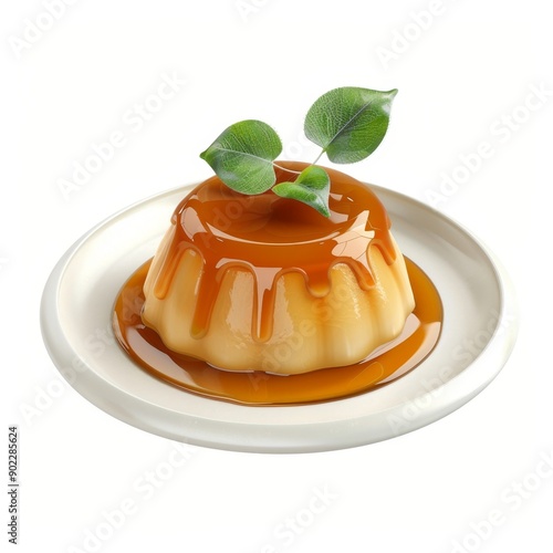 cute flan isolated on white background