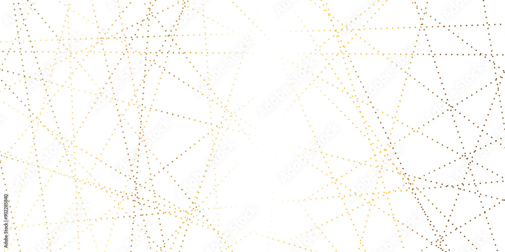 Obraz premium Luxury premium shiny golden doted random chaotic square and triangle lines on transparent background. Gold random doted lines background. Vector, illustration