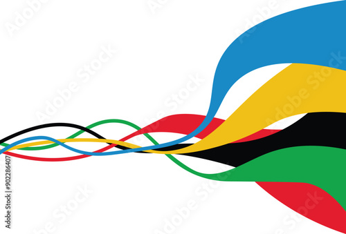 Colorful abstract stripe lines banner background, olympic games template design