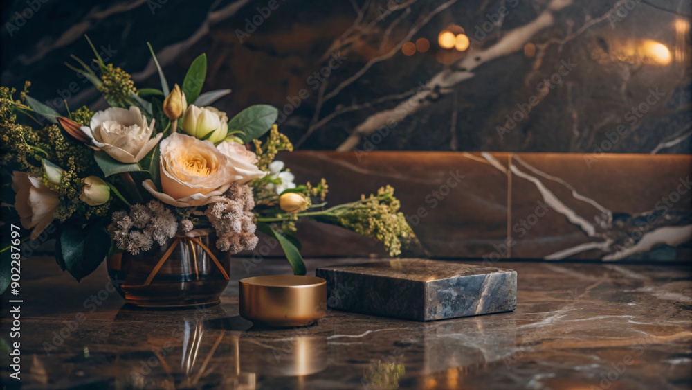 Fototapeta premium Vibrant floral arrangement in vase, perfect for wedding or home decoration