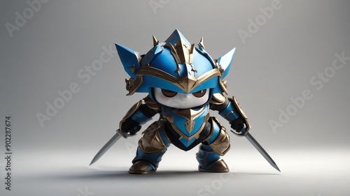 3d cute lancer isolated in white background