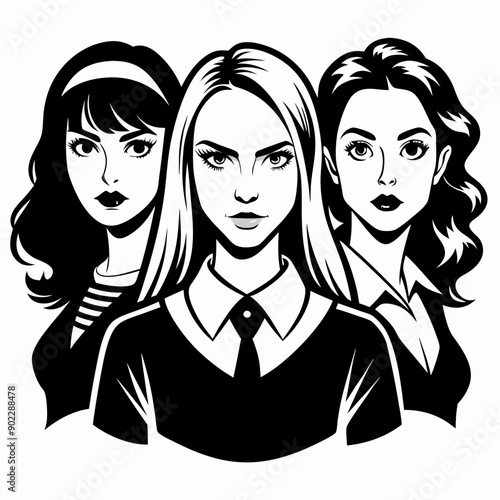 Mean girls character  Silhouette Vector Illustration