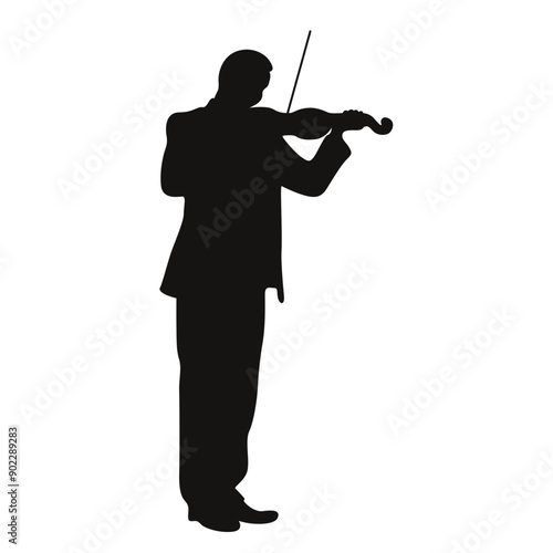 Black Silhouette of Jazz Musician. Flat Vector Graphic Illustration