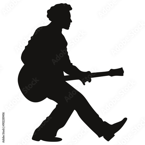 Black Silhouette of Jazz Musician. Flat Vector Graphic Illustration