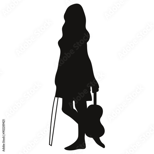 Black Silhouette of Jazz Musician. Flat Vector Graphic Illustration