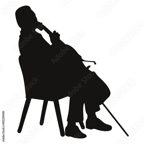 Black Silhouette of Jazz Musician. Flat Vector Graphic Illustration