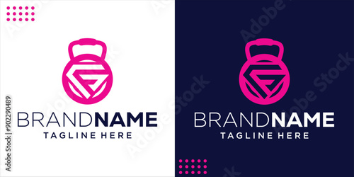 Creative FG Diamond Logo With Kettlebell, Design Inspiration, Illustration, Vector