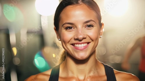 portrait of a woman wearing sportwear in a gym center photo