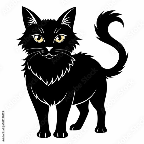 Canvas Print Highlander cat Black silhouette