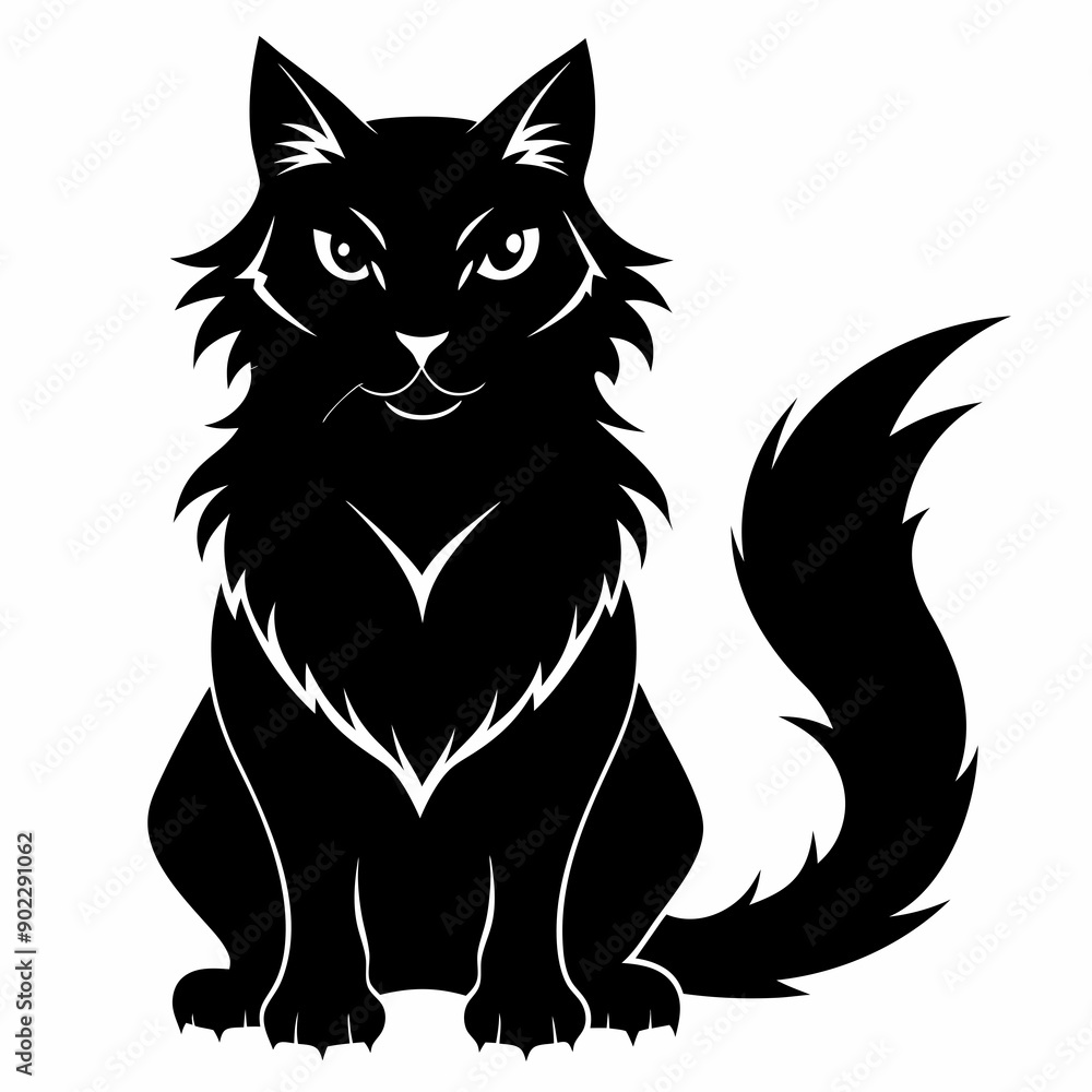 Highlander cat Black silhouette Highlander cat Black silhouette