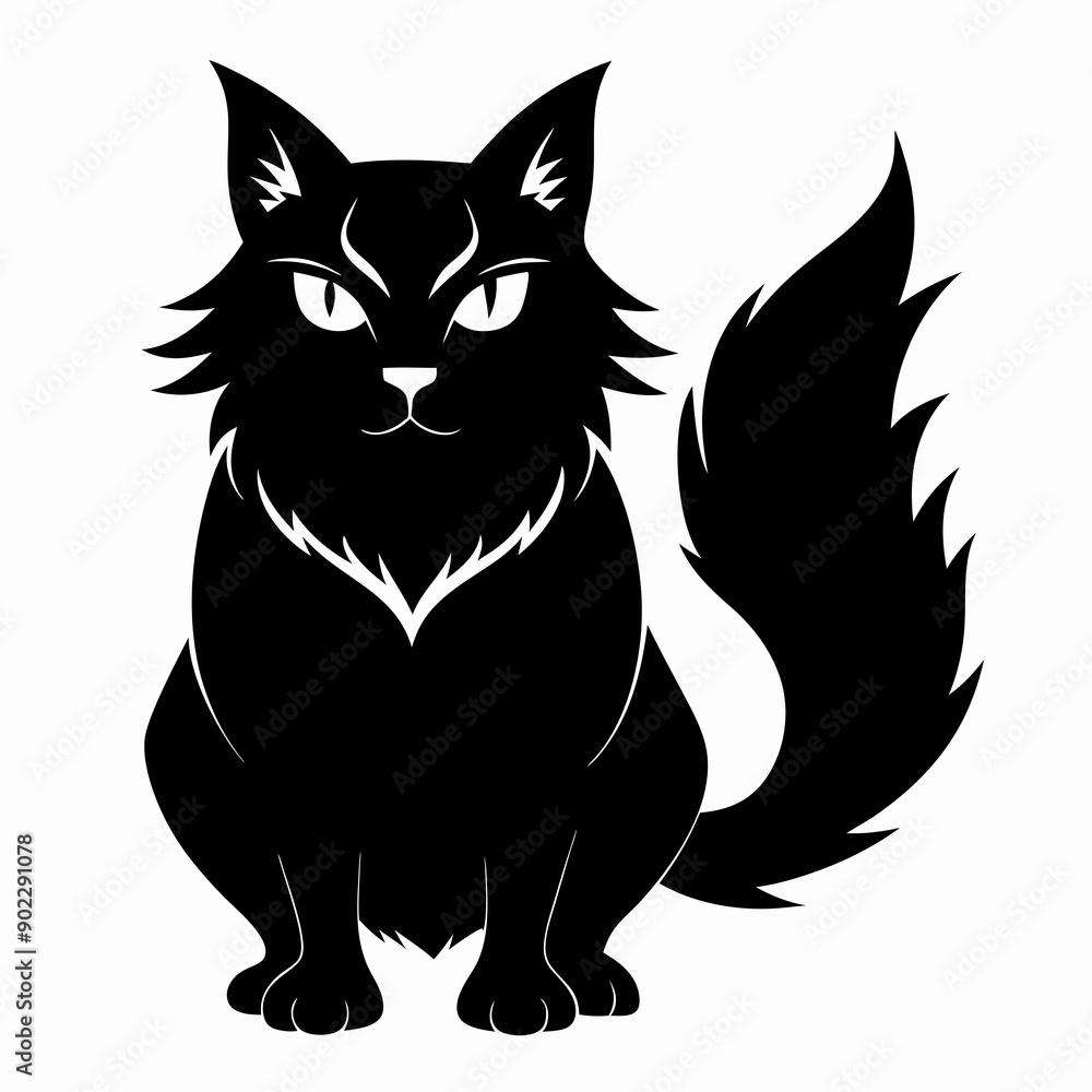 Highlander cat Black silhouette Highlander cat Black silhouette