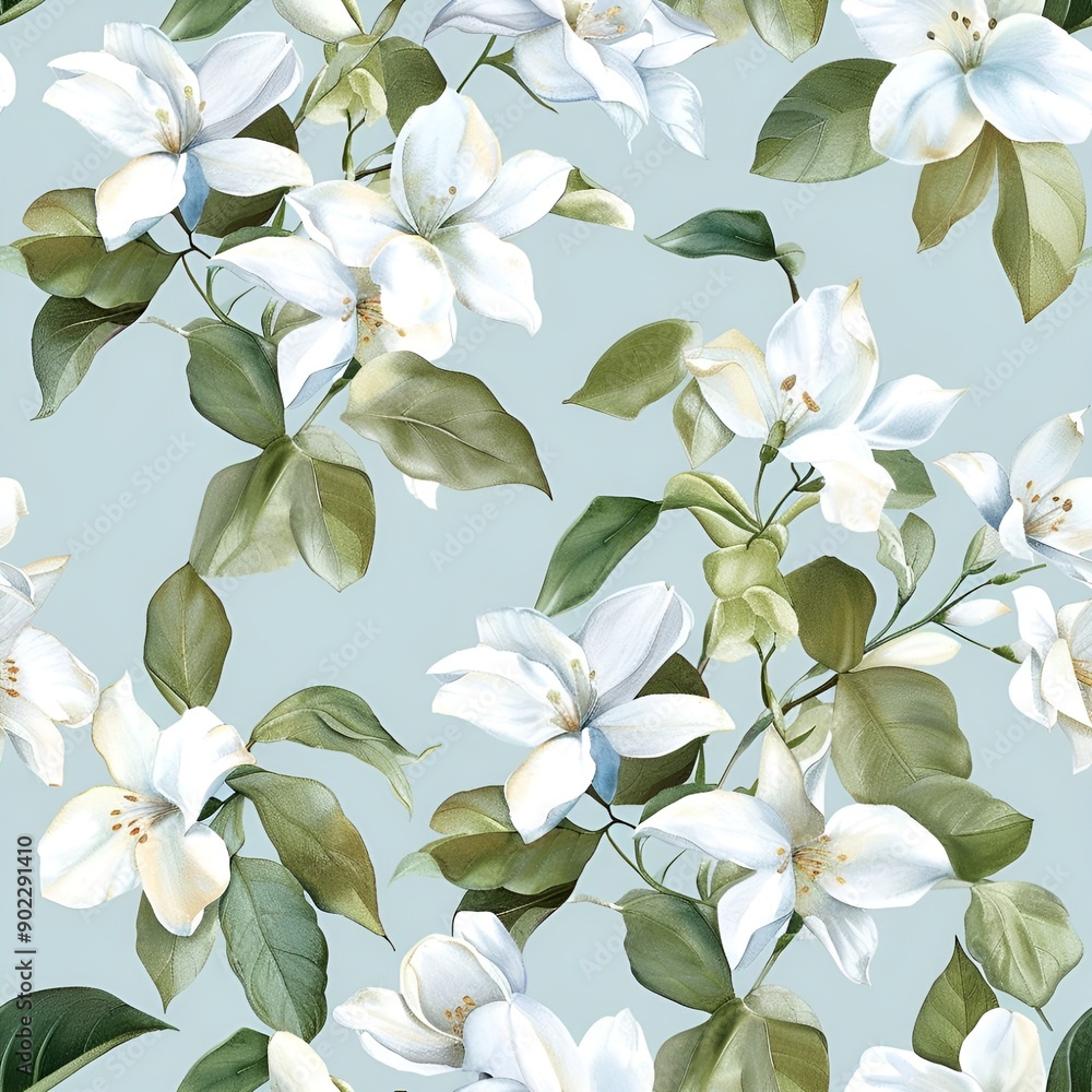 Jasmine flowers seamless pattern thai flowers collection #2 Jasmine flowers seamless pattern thai flowers collection #2