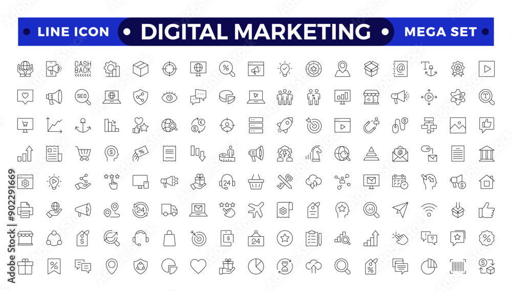 Digital marketing icons set. Content, search, marketing, ecommerce, seo, electronic devices, internet, analysis, social outline icon set. Digital marketing icons set. Content, search, marketing, ecommerce, seo, electronic devices, internet, analysis, social outline icon set.
