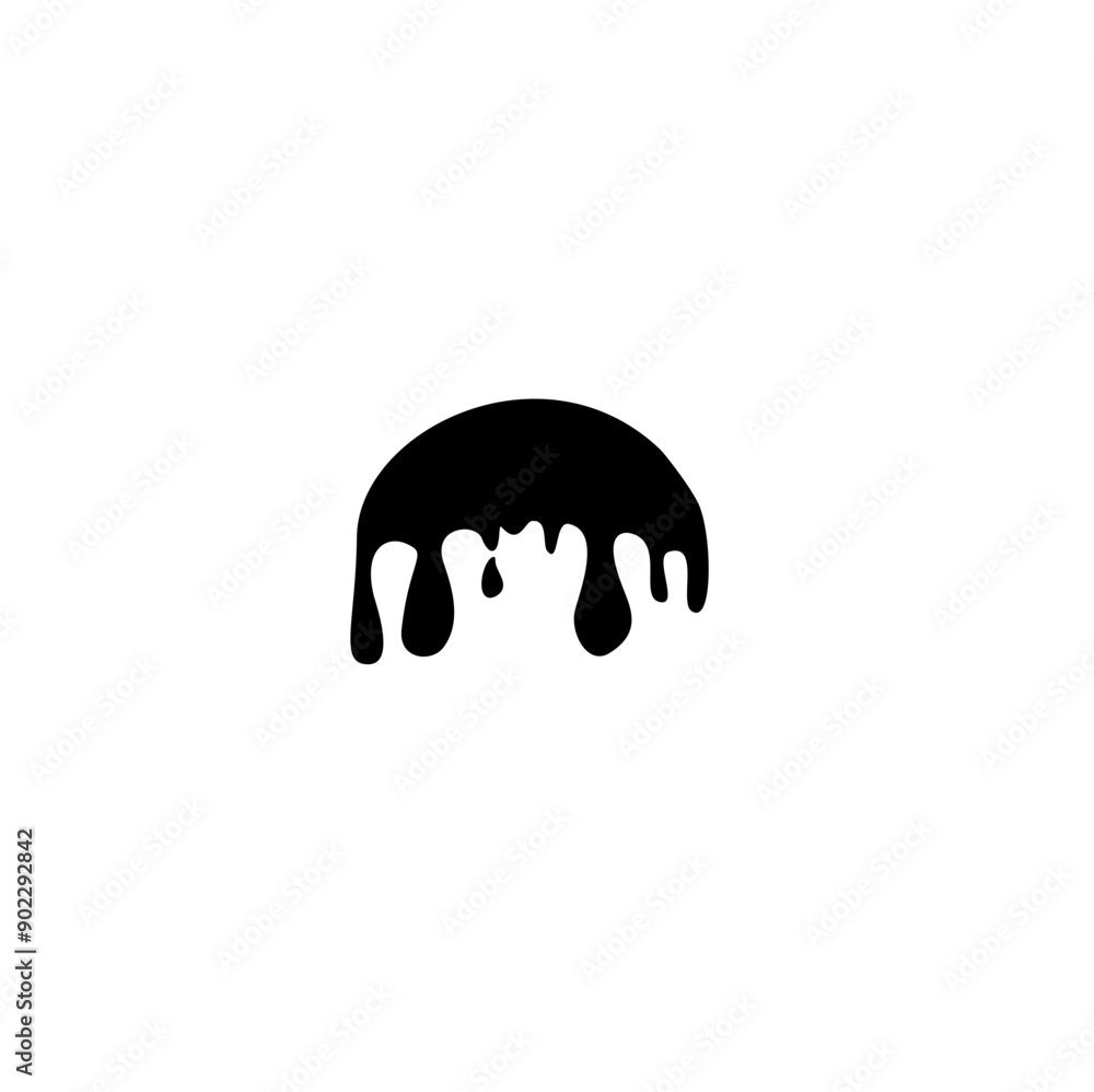 Melt drip circle silhouette paint round splash with drops, liquid shape, stain isolated on white background. Melt drip circle silhouette paint round splash with drops, liquid shape, stain isolated on white background.