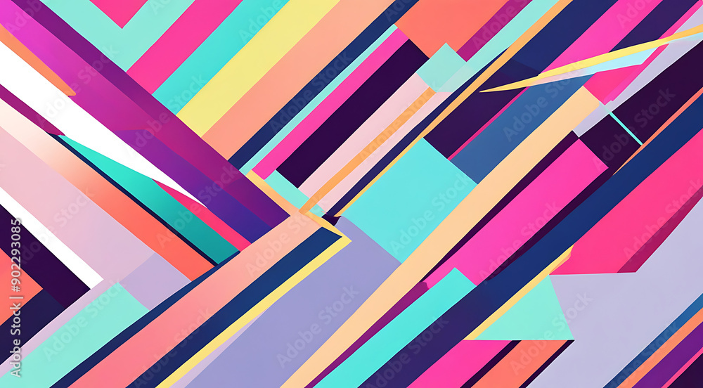 A digital wallpaper featuring abstract geometric patterns with vibrant colors and sharp angles, creating a modern and dynamic look, with ample copy space. A digital wallpaper featuring abstract geometric patterns with vibrant colors and sharp angles, creating a modern and dynamic look, with ample copy space.