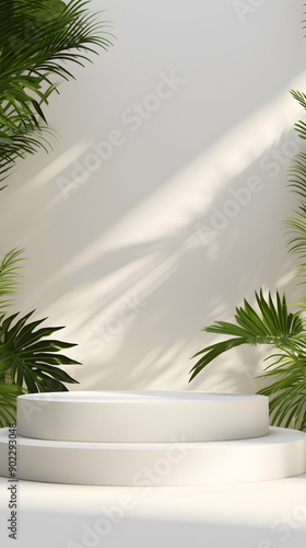 white tone e-commerce product display 3d stage background image