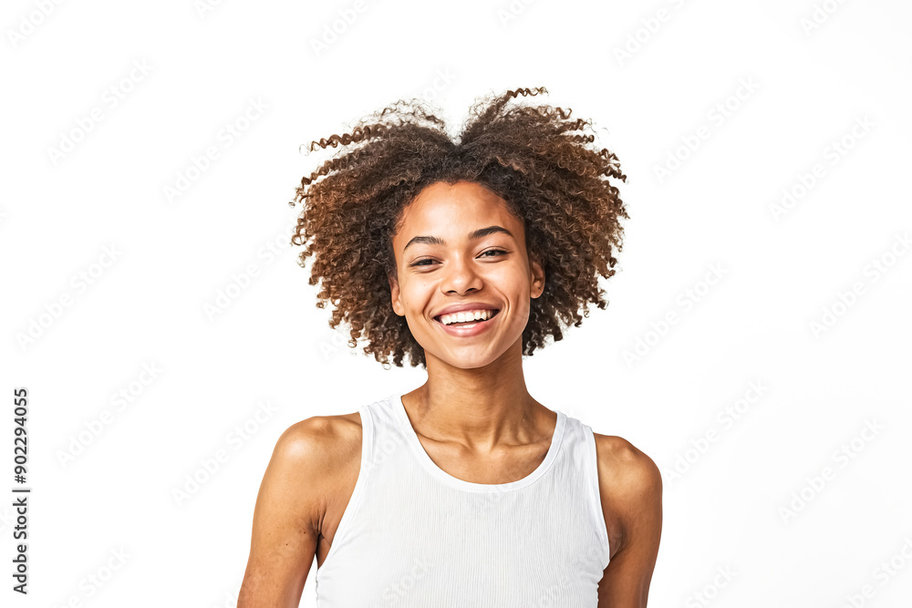 Portrait of a smiling young woman with curly hair Portrait of a smiling young woman with curly hair