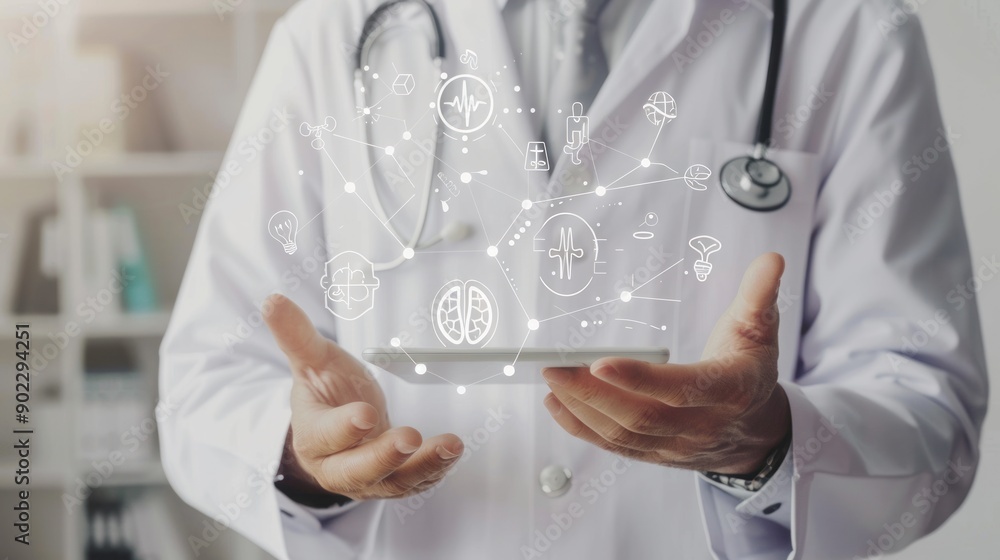Doctor Holding Tablet with Medical Technology Doctor Holding Tablet with Medical Technology