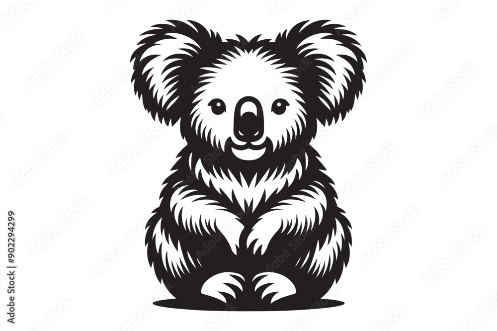 Fototapeta premium koala animal silhouette vector illustration - Generative AI