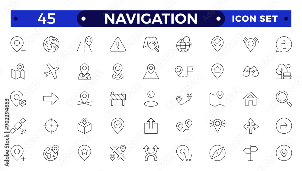 Location icon set. Containing map, map pin, gps, destination, directions, distance, place, navigation and address icons. Navigation icons collection. Location icon set. Containing map, map pin, gps, destination, directions, distance, place, navigation and address icons. Navigation icons collection.
